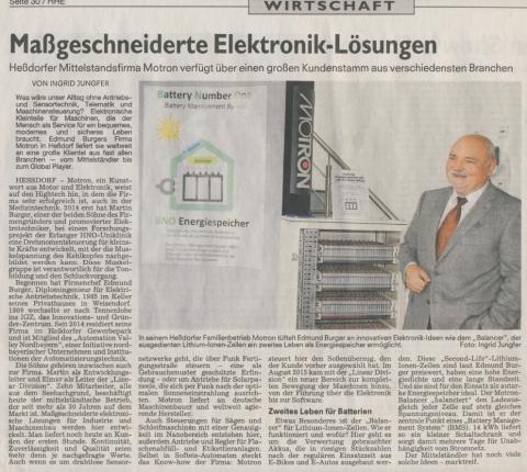Maßgeschneiderte Elektronik Norbayerische Nachrichten 14.2.2017